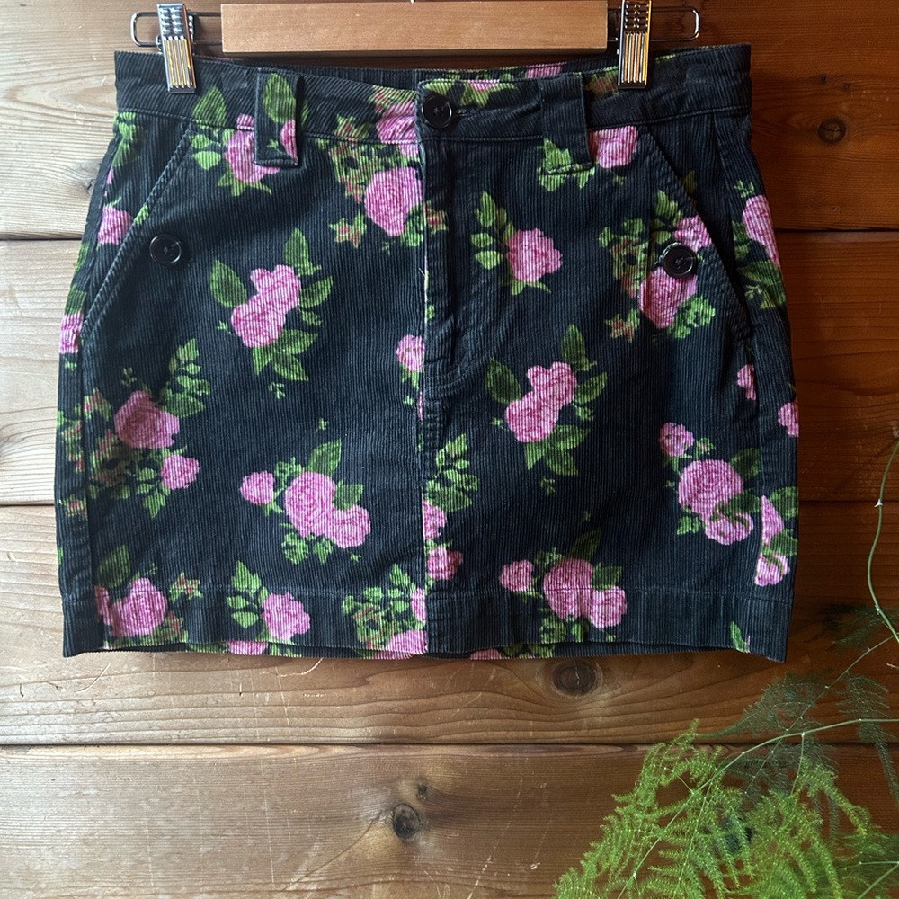 Floral Corduroy Mini Skirt